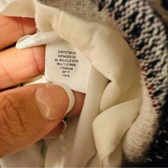 Banana Republic STRIPE SHEATH DRESS Color: White/Navy/Red Tweed Stripe Size 0 - Picture 12 of 14